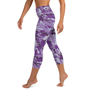 Purple Camouflage Yoga Capri Leggings
