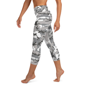 Grey Camouflage Yoga Capri Leggings