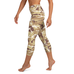Brown Camouflage Yoga Capri Leggings