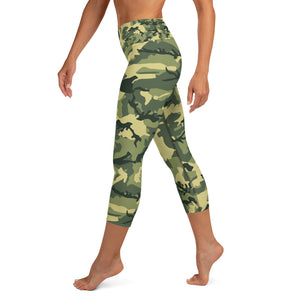 Green Camouflage Yoga Capri Leggings
