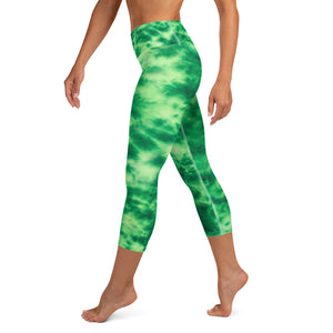Emerald Tie Dye Yoga Capri Leggings