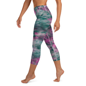 Lilac & Peacock Tie Dye Yoga Capri Leggings