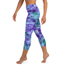 Load image into Gallery viewer, Aqua &amp; Iris Tie Dye Yoga Capri Leggings