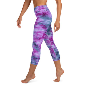 Indigo & Orchid Tie Dye Yoga Capri Leggings