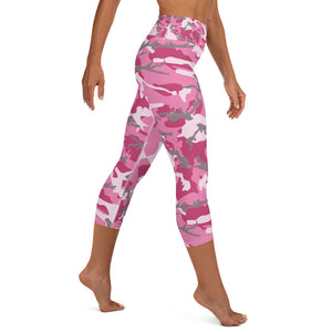 Pink Camouflage Yoga Capri Leggings
