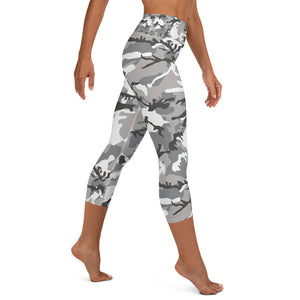 Grey Camouflage Yoga Capri Leggings