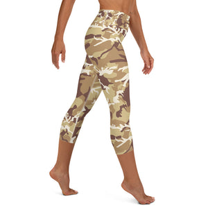 Brown Camouflage Yoga Capri Leggings