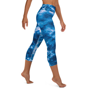 Royal Blue Tie Dye Yoga Capri Leggings