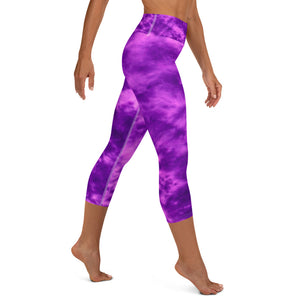 Purple Violet Tie Dye Yoga Capri Leggings
