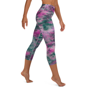 Lilac & Peacock Tie Dye Yoga Capri Leggings