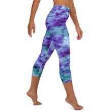 Load image into Gallery viewer, Aqua &amp; Iris Tie Dye Yoga Capri Leggings
