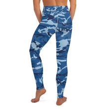 Load image into Gallery viewer, Blue Camouflage Yoga Leggings