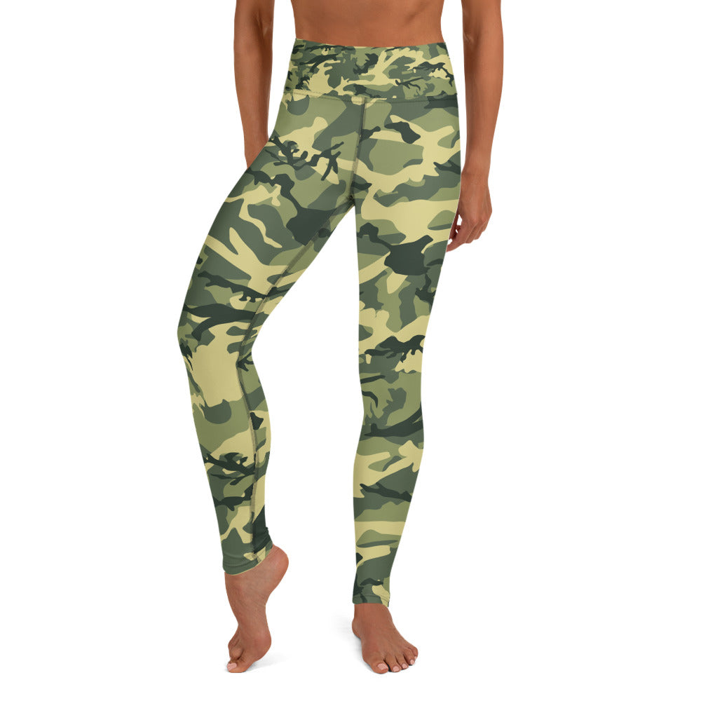 Green Camouflage Yoga Leggings