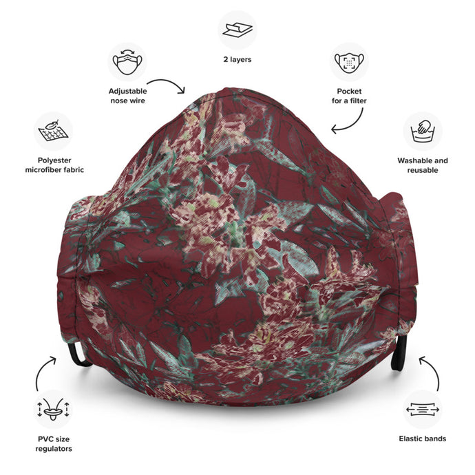 Crimson Floral Face Mask