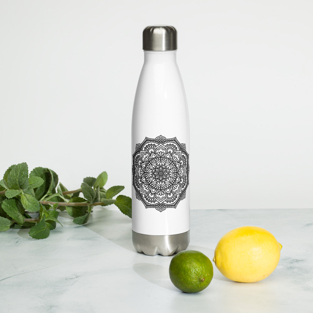 Mandala B&W Stainless Steel Water Bottle